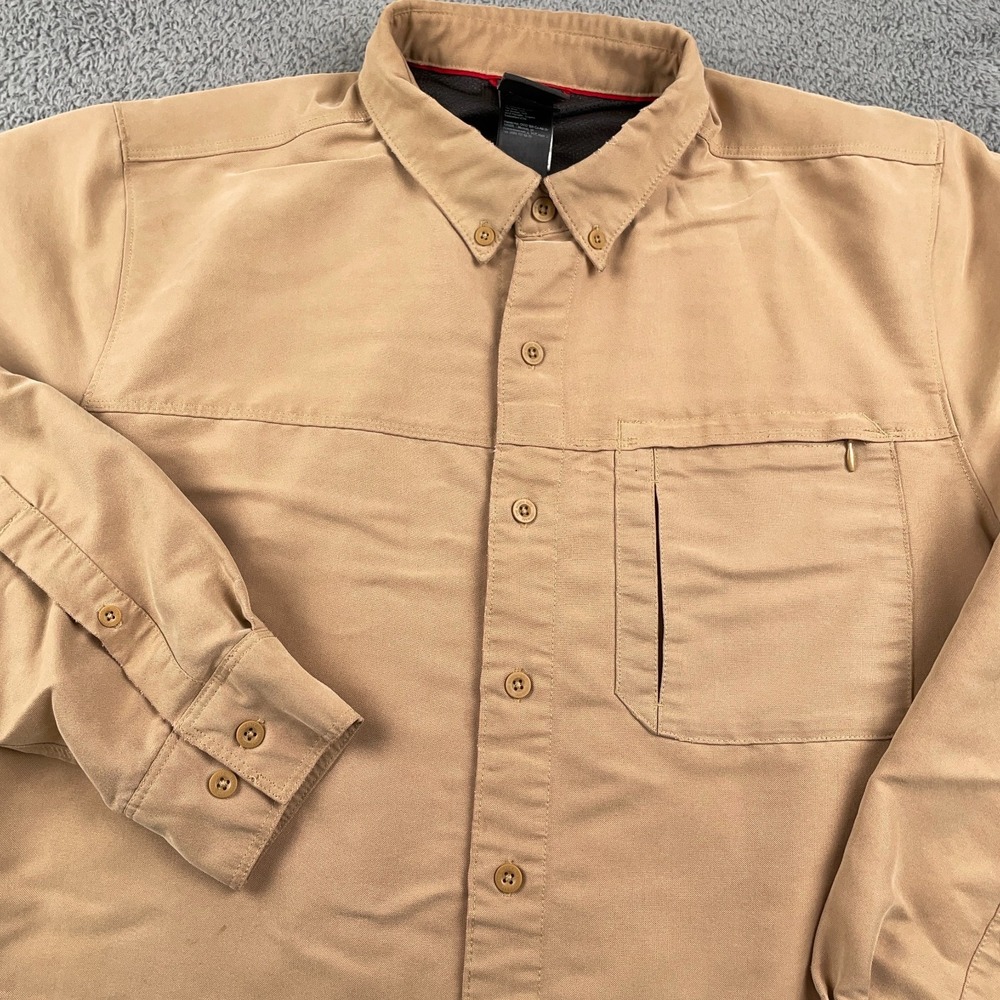 The North Face Shirt Mens Large Khaki Hiking Performance Outdoor Zip Pocket